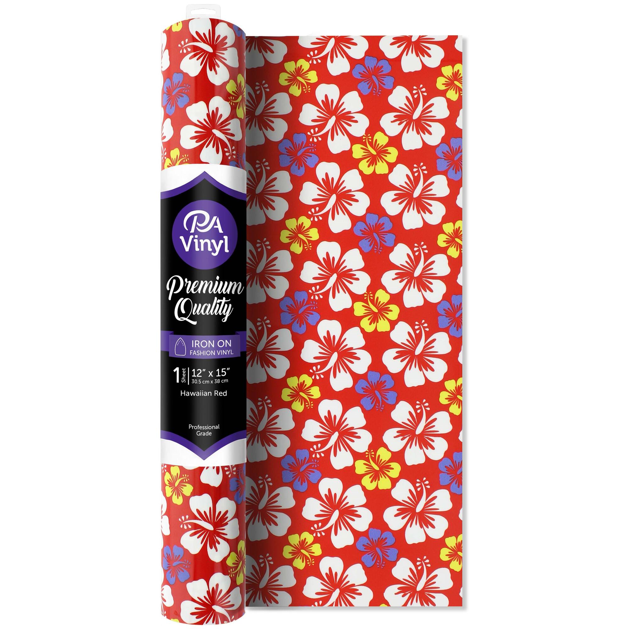 PA Vinyl Hawaiian Red Print Iron On Vinyl